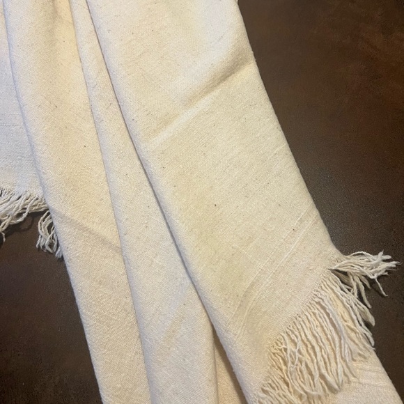 Cream Fringed Meditation Throw Blanket,All Products : American Fashion Style Bags On Sale